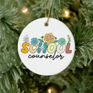 School Counsellor Wildflower Teacher Cute Mum Funn Ceramic Ornament