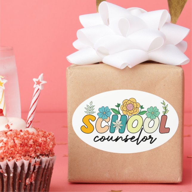 School Counsellor Wildflower Teacher Cute Mum Funn Oval Sticker (Party)
