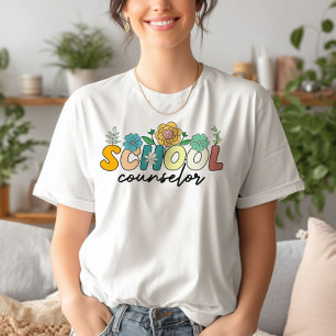 School Counsellor Wildflower Teacher Cute Mum Funn T-Shirt