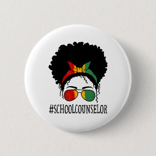 School Counselor African Women Messy Bun Black His 6 Cm Round Badge