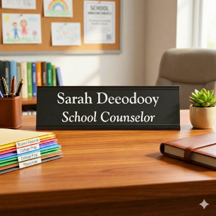 School Counselor Black Desk Name Plate