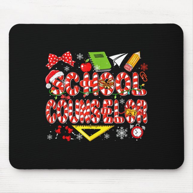 School Counselor Christmas Candy Canes Lover Funny Mouse Pad (Front)