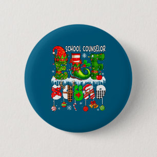 School Counselor Elf Squad Xmas Colorful Elf Hat S 6 Cm Round Badge