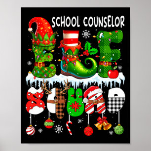 School Counselor Elf Squad Xmas Colorful Elf Hat S Poster