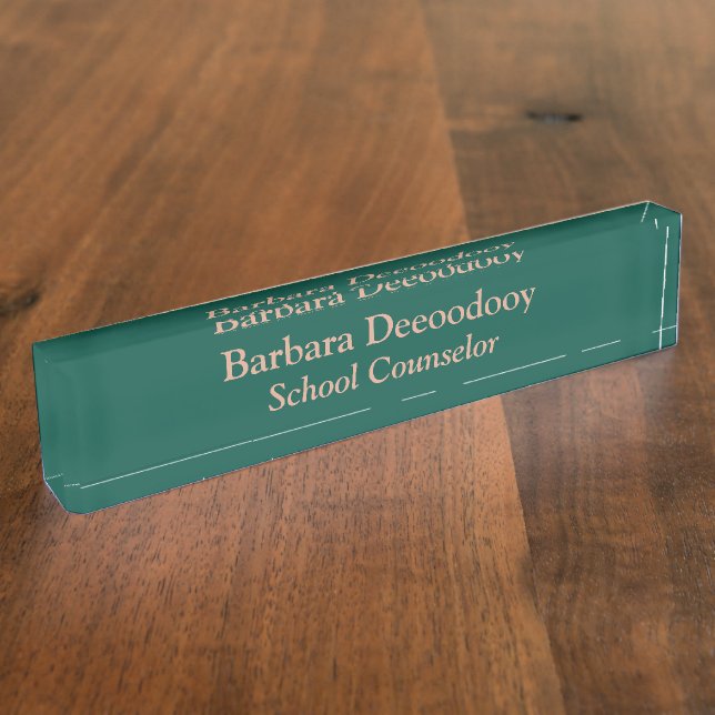 School Counselor Green Acrylic Nameplate (Side)