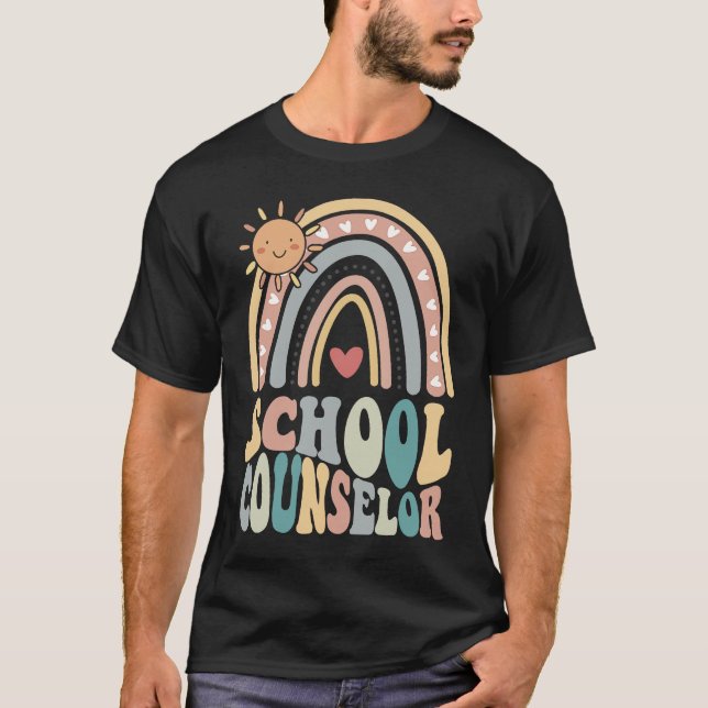 School Counselor Rainbow Hippie School Office Teac T-Shirt (Front)