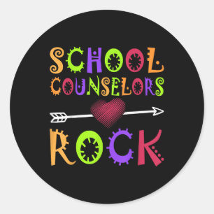 School Counselor Rock Heart Book School Counseling Classic Round Sticker