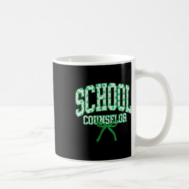 School Counselor St Patrick's Day Coquette Bow Cou Coffee Mug (Right)