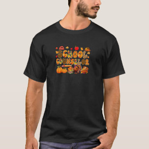 School Counselor Thanksgiving Turkey Leopard Fall  T-Shirt