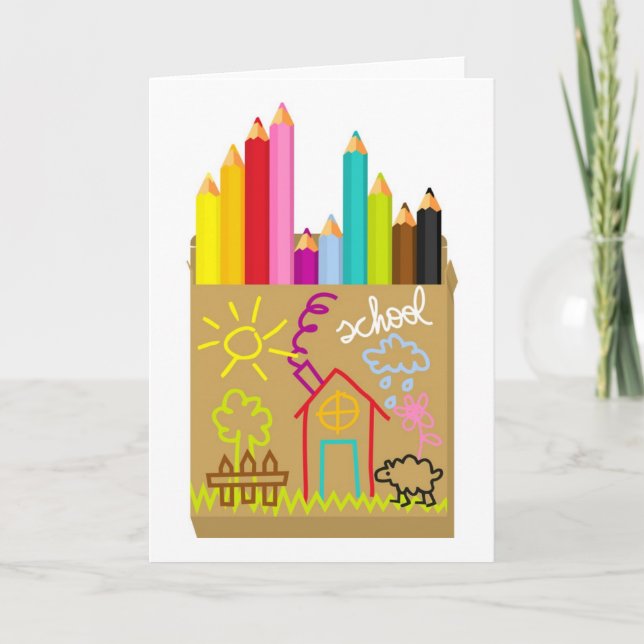 'School' Crayons Card (Front)