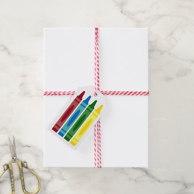 School Crayons Personalised Gift Tags (With Twine)