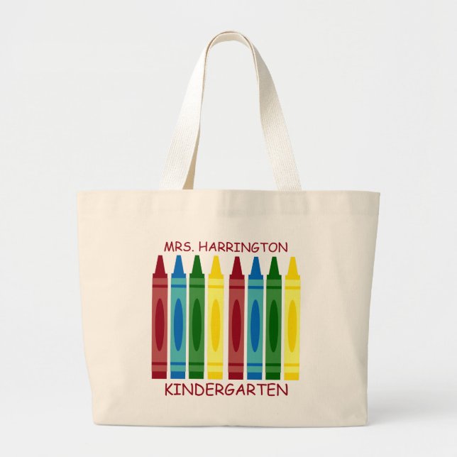School Crayons Personalised Large Tote Bag (Front)