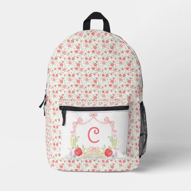 School Crest | Grade School Monogram Printed Backpack (Front)