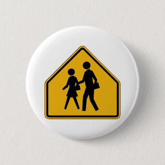 School Crossing Street Sign 6 Cm Round Badge