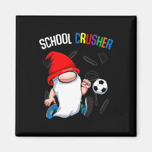 School Crusher Byck To School Cute Gnome Soccer St Magnet