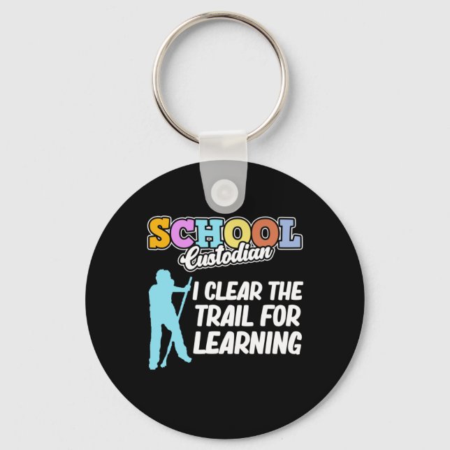 School Custodian Clear Trail Caretaker Janitor Gra Key Ring (Front)
