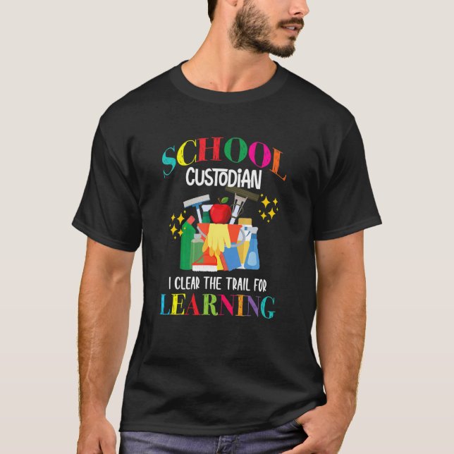 School Custodian Clear Trail Learning  Janitor App T-Shirt (Front)