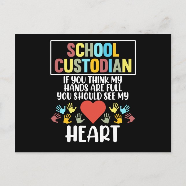 School Custodian Heart Caretaker Janitor Appreciat Postcard (Front)