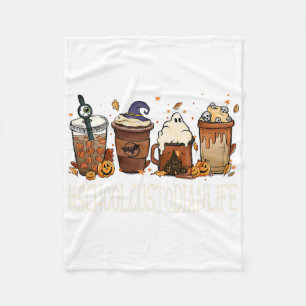 School Custodian Horror Fall Coffee Halloween Pump Fleece Blanket