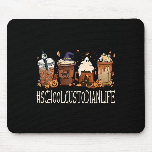 School Custodian Horror Fall Coffee Halloween Pump Mouse Pad (Front)