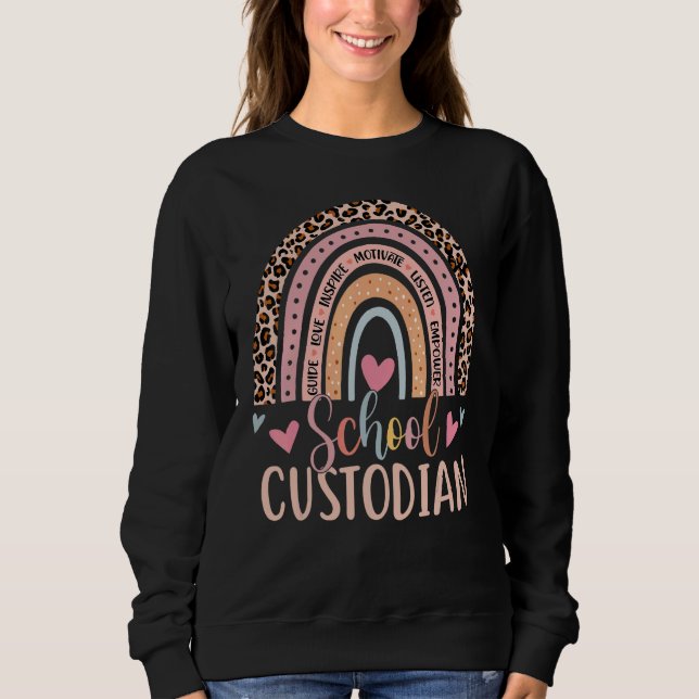 School Custodian Rainbow Leopard Print Men Women C Sweatshirt (Front)