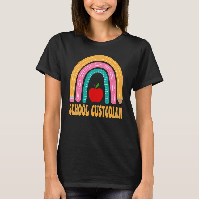School Custodian Rainbow Pencil Back To School App T-Shirt (Front)