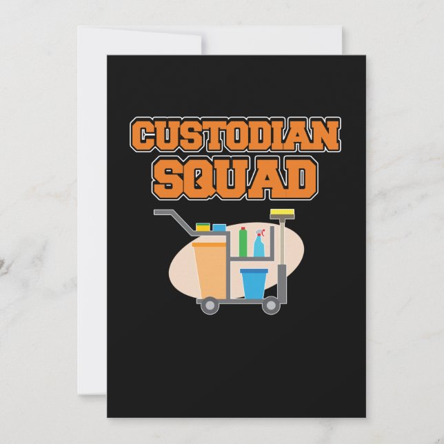 School Custodian Squad Caretaker Janitor Support G Thank You Card (Front)