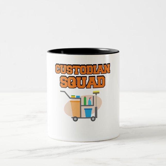 School Custodian Squad Caretaker Janitor Support G Two-Tone Coffee Mug (Center)