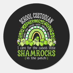 School Custodian St Patricks Day Shamrocks School  Classic Round Sticker