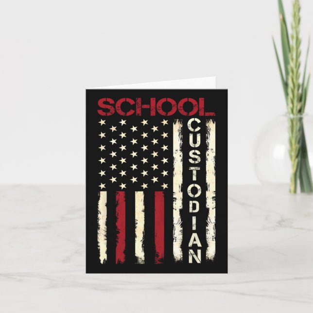 School Custodian Us American Flag Appreciation Bac Card (Front)