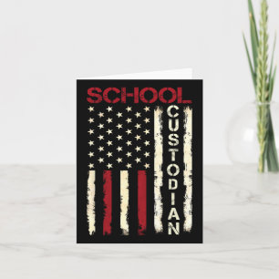 School Custodian Us American Flag Appreciation Bac Card