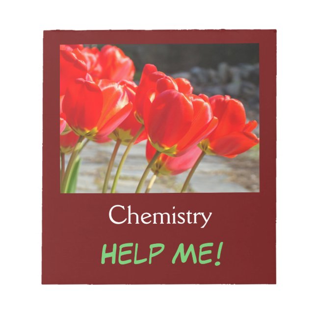 School custom notebooks Chemistry Help Me! Tulips Notepad (Front)