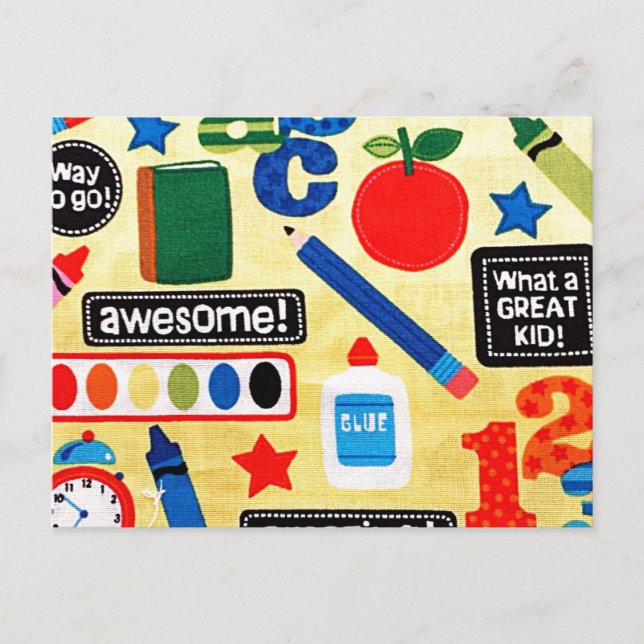 School Days Fabric Print Postcard (Front)