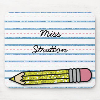School Days Pencil & Paper Personalised Mousepad