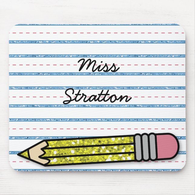 School Days Pencil & Paper Personalised Mousepad (Front)