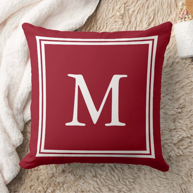 School Days Red with White Double Frame Monogram Cushion (Blanket)