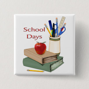 School Days Still Life 15 Cm Square Badge