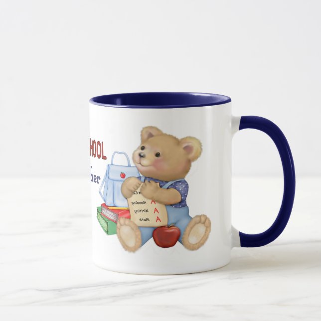 School Days Teddy - Preschool Teacher Mug (Right)