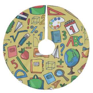 School Days: Vintage Supplies Pattern Brushed Polyester Tree Skirt