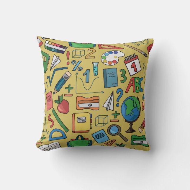 School Days: Vintage Supplies Pattern Cushion (Front)