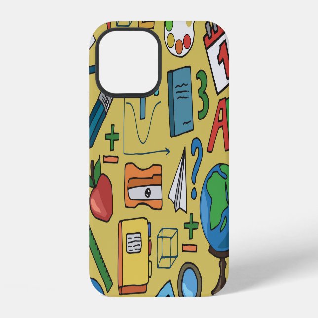 School Days: Vintage Supplies Pattern iPhone Case (Back)