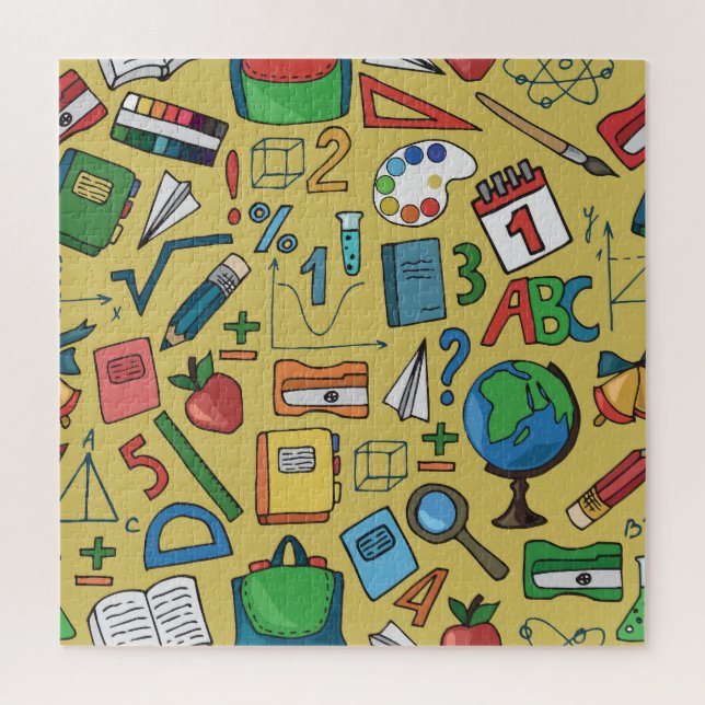 School Days: Vintage Supplies Pattern Jigsaw Puzzle (Vertical)