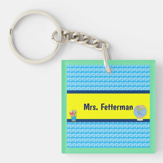 School Days with Teacher Name Key Ring (Front)