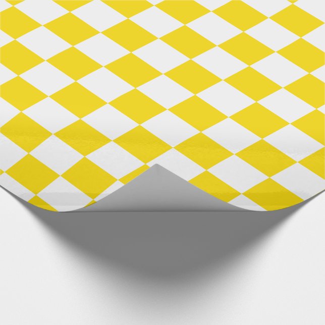 School Days Yellow and White Chequerboard Wrapping Paper (Corner)