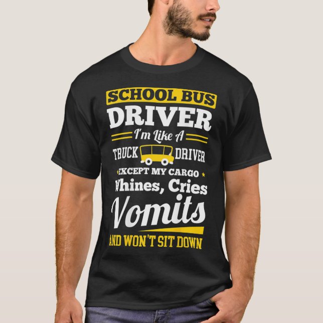 School District Drivers Yellow Shuttle Bus Drivers T-Shirt (Front)