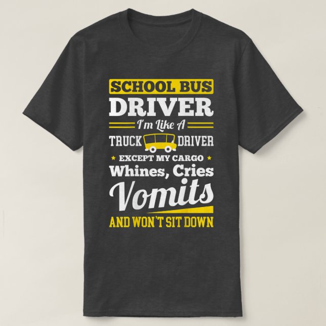 School District Drivers Yellow Shuttle Bus Drivers T-Shirt (Design Front)