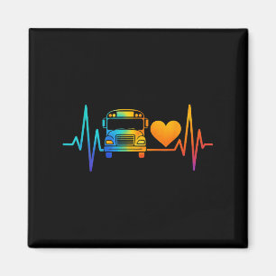 School Driver Monitor School Bus Heartbeat Rainbow Magnet