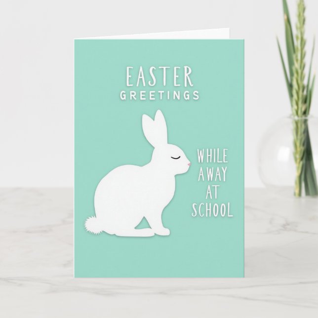 School Easter Rabbit Greetings Card (Front)