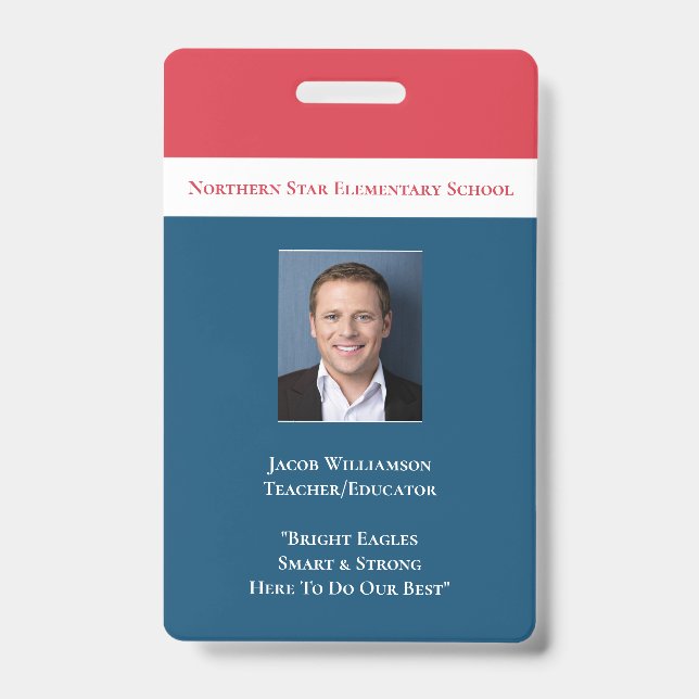 School Employee Educator Teacher ID Badge (Front)