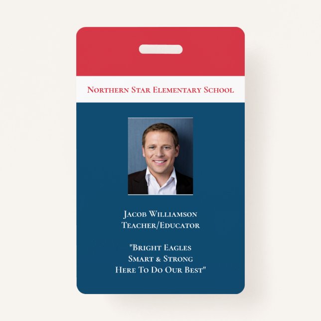 School Employee Educator Teacher ID Badge (Front)